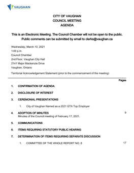 Council Agenda