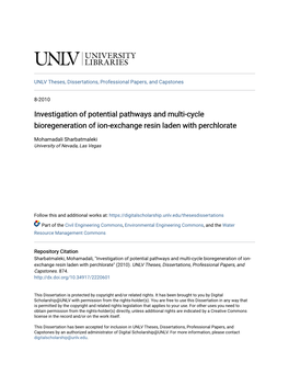 Investigation of Potential Pathways and Multi-Cycle Bioregeneration of Ion-Exchange Resin Laden with Perchlorate