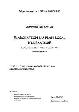 Elaboration Du Plan Local D'urbanisme