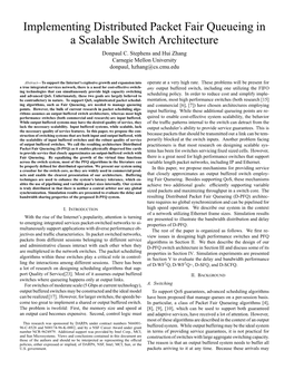 Implementing Distributed Packet Fair Queueing in a Scalable Switch Architecture Donpaul C