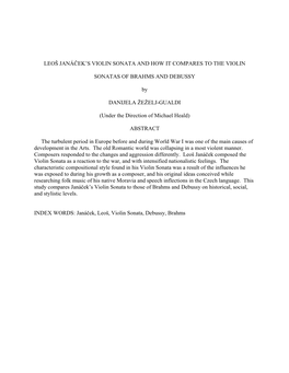 Leoš Janáček's Violin Sonata and How It Compares to The