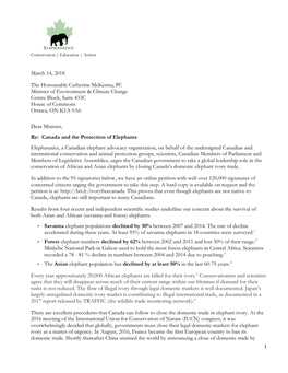 Canadian Domestic Ivory Ban Letter