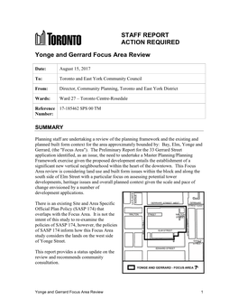 Yonge and Gerrard Focus Area Review