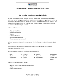 Use of Other Medications and Warfarin