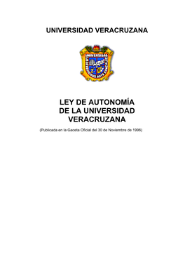Ley De Autonomía De La Universidad Veracruzana