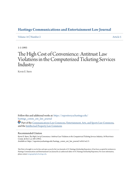 Antitrust Law Violations in the Computerized Ticketing Services Industry Kevin E