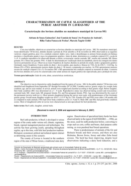 Characterization of Cattle Slaughtered at the Public Abattoir