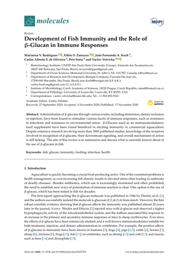 Development of Fish Immunity and the Role of Β-Glucan in Immune Responses