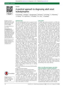 A Practical Approach to Diagnosing Adult Onset Leukodystrophies