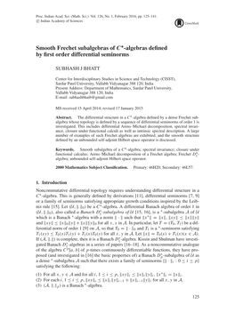 Algebras Defined by First Order Differential Seminorms