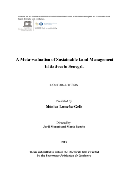 A Meta-Evaluation of Sustainable Land Management Initiatives in Senegal