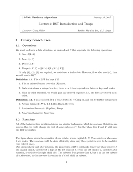 Lecture4: BST Introduction and Treaps 1 Binary Search Tree