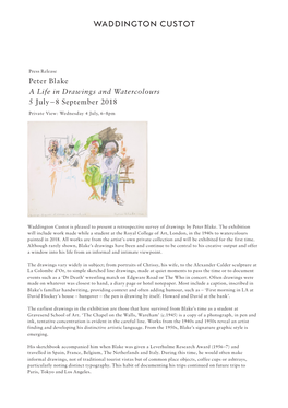 Peter Blake a Life in Drawings and Watercolours 5 July – 8 September 2018