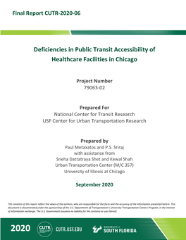 Deficiencies in Public Transit Accessibility of Healthcare Facilities in Chicago