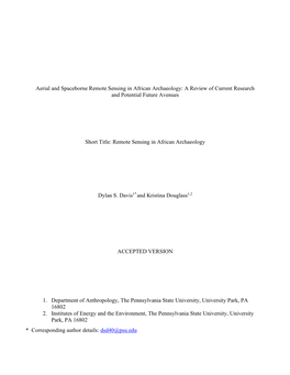 Aerial and Spaceborne Remote Sensing in African Archaeology: a Review of Current Research and Potential Future Avenues