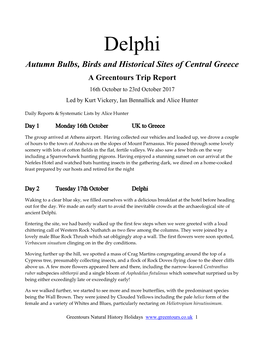 Delphi Greentours Tour Report Botanical Autumn Bulbs Butterflies