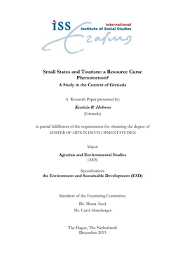 Small States and Tourism: a Resource Curse Phenomenon? a Study in the Context of Grenada