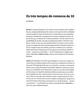 Os Três Tempos Do Romance De 30