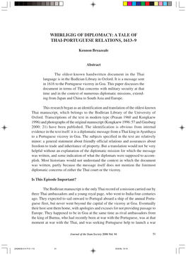 Whirligig of Diplomacy: a Tale of Thai-Portuguese Relations, 1613–9