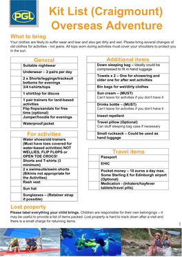 Overseas Adventure What to Bring Your Clothes Are Likely to Suffer Wear and Tear and Also Get Dirty and Wet