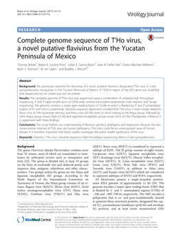 Complete Genome Sequence of T'ho Virus, a Novel Putative Flavivirus