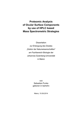 Proteomic Analysis of Ocular Surface Components by Use of HPLC Based Mass Spectrometric Strategies