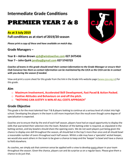 Senior Premier Grade Conditions 2009/10