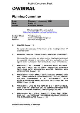 Agenda Document for Planning Committee, 14/01/2021 18:00