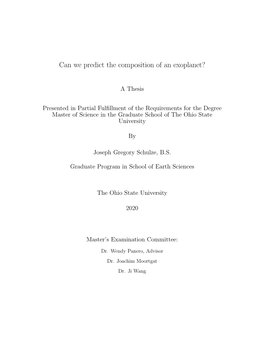 Can We Predict the Composition of an Exoplanet?