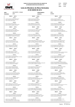 Lista De Miembros De Mesa Sorteados 30 DE ENERO DE 2013