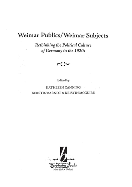 Contested Narratives of the Weimar Republic 11,C Case of Thc 