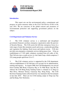 Civil Aid Service Environmental Report 2011