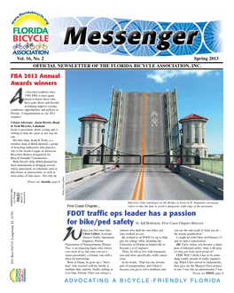 Spring 2013 OFFICIAL NEWSLETTER of the FLORIDA BICYCLE ASSOCIATION, INC