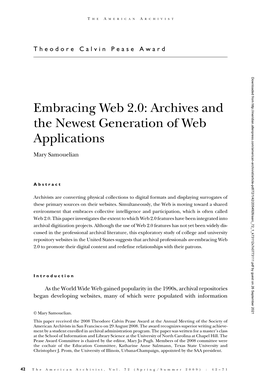 Embracing Web 2.0: Archives and the Newest Generation of Web Applications