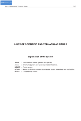 Index of Scientific and Vernacular Names 3357