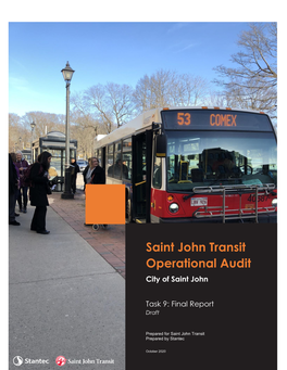 Saint John Transit Operational Audit City of Saint John