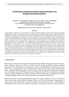 A Performance Comparison Between Classical Schlieren and Background-Oriented Schlieren