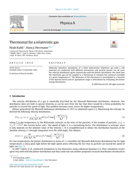 Physica a Thermostat for a Relativistic