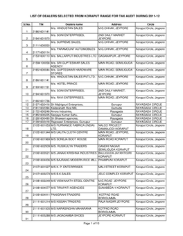 Koraput Range for Tax Audit During 2011-12