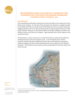 Recommendations for Habitat Conservation Planning on the North Richmond Shoreline, Contra Costa County, Ca