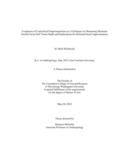 Evaluation of Craniofacial Superimposition As a Technique for Measuring Mountain Gorilla Facial Soft Tissue Depth and Implications for Hominid Facial Approximation