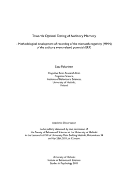 Towards Optimal Testing of Auditory Memory : Methodological