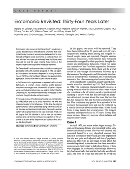 Erotomania Revisited: Thirty-Four Years Later