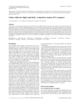 Clades Within the `Higher Land Birds', Evaluated by Nuclear DNA Sequences