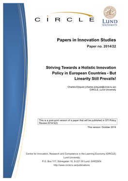 Papers in Innovation Studies Paper No