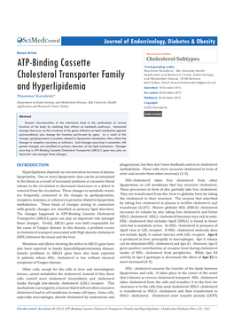 ATP-Binding Cassette Cholesterol Transporter Family and Hyperlipidemia