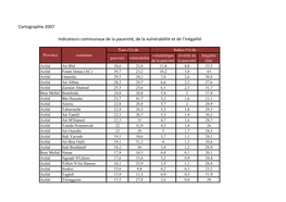 Cartographie 2007 Indicateurs Communaux De La Pauvreté, De La