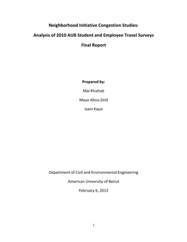 Analysis of 2010 AUB Student and Employee Travel Surveys