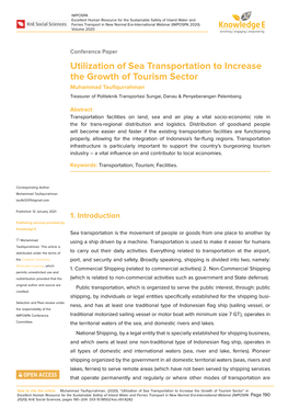 Utilization of Sea Transportation to Increase the Growth of Tourism Sector
