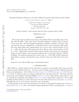 Extended Millimeter Emission in the HD 141569 Circumstellar Disk Detected with ALMA Jacob Aaron White1 and A